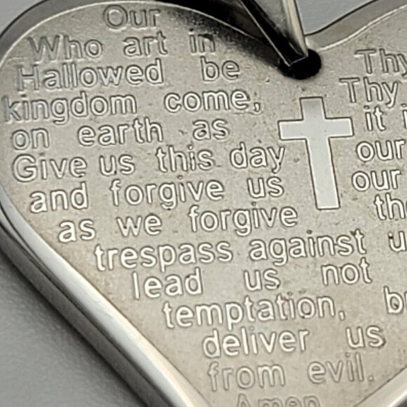 Edforce OUR LORD PRAYER Heart Pendant Necklace Stainless Steel 24" Lobster Clasp - Picture 3 of 9